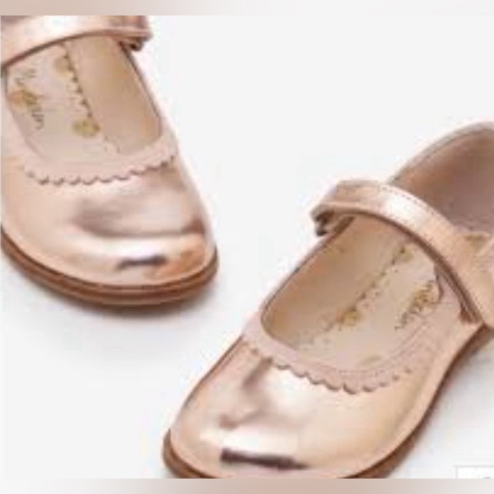 MINI BODEN PARTY MARY JANES ROSE GOLD KIDS SHOE SIZE 32 ~ US Size 1